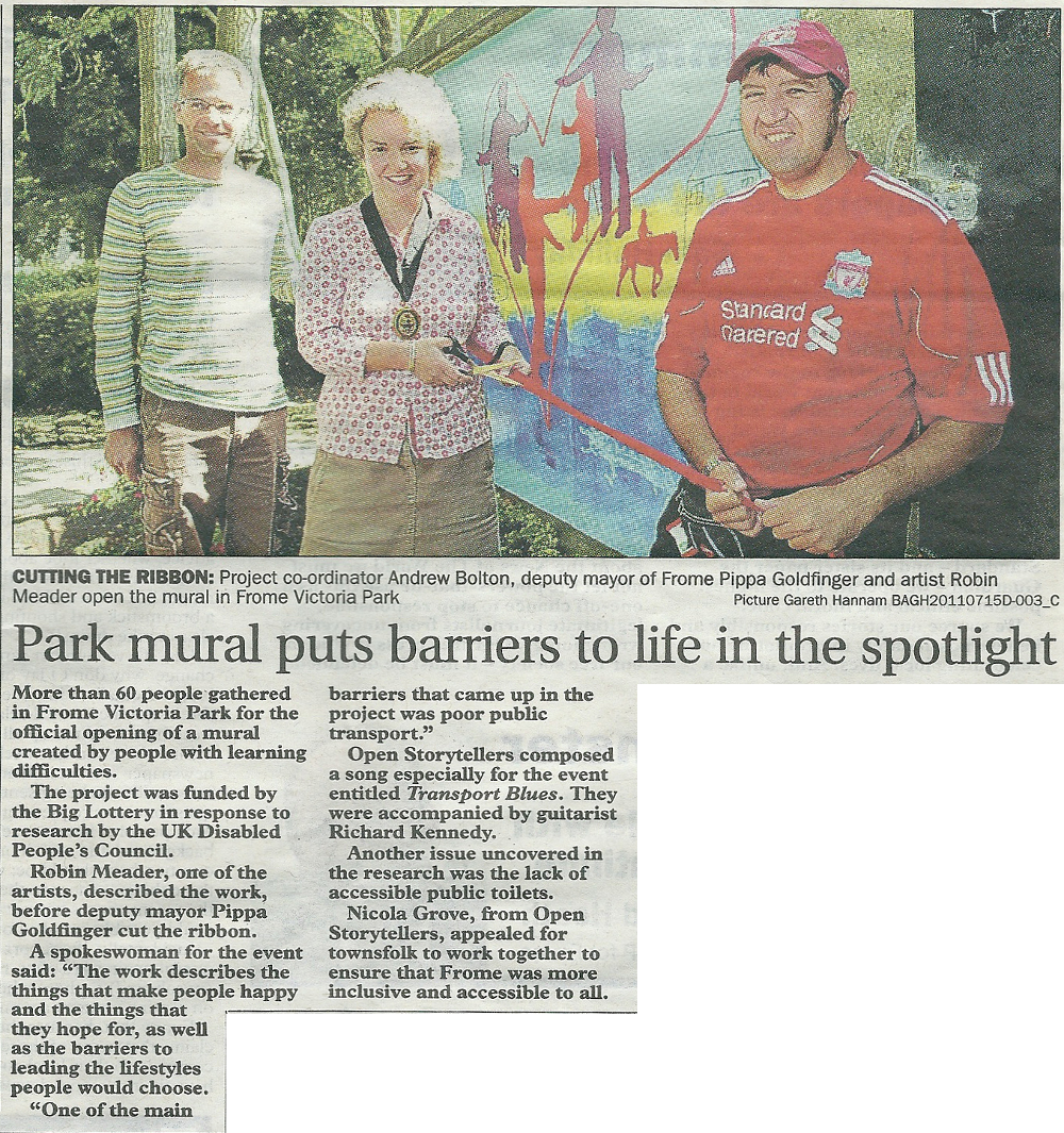 Article titled 'Park mural puts barriers to life in the spotlight'